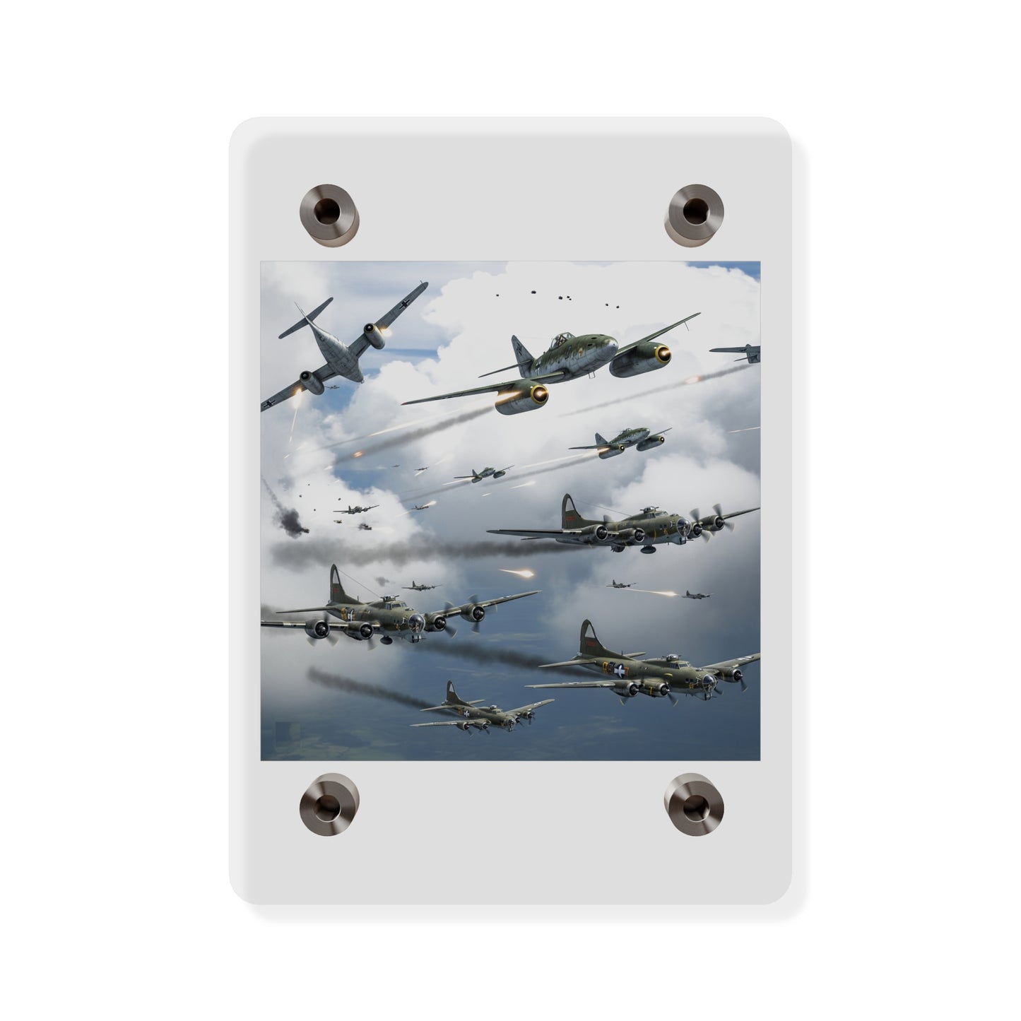 Acrylic Wall Art Panel - German jet fighters attacking US bombing formations