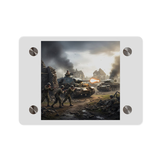 Acrylic Wall Art Panel - Tank Destroyer - M10 Wolverine vs German Panzer Tank