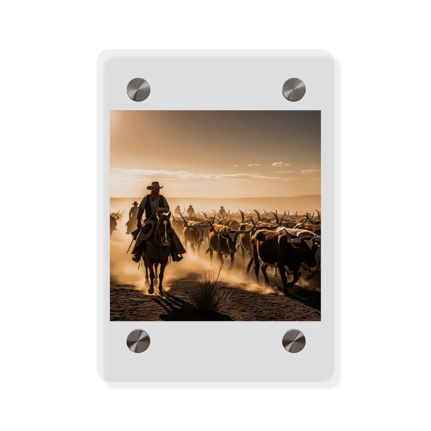 Acrylic Wall Art Panel - Dirty, dusty cattle drive in the Old West