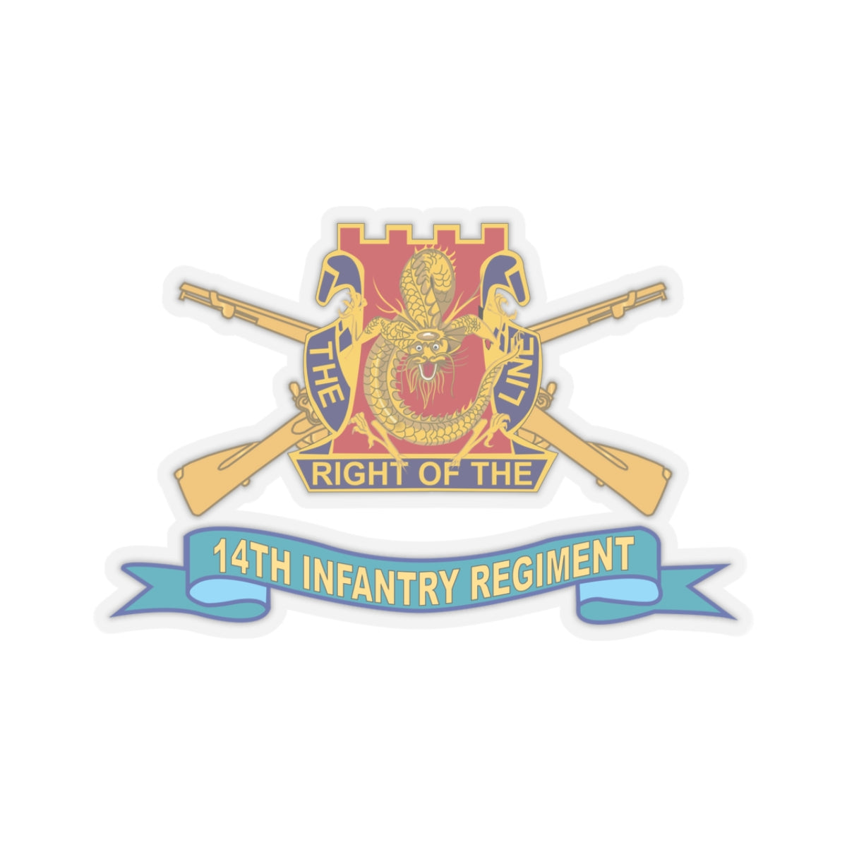 Kiss-Cut Stickers - 14th Infantry Regiment w Br - SSI - Ribbon X 300