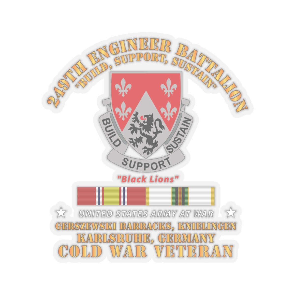 Kiss-Cut Stickers - 249th Engineer Bn - Karlsruhe, Germany w COLD SVC