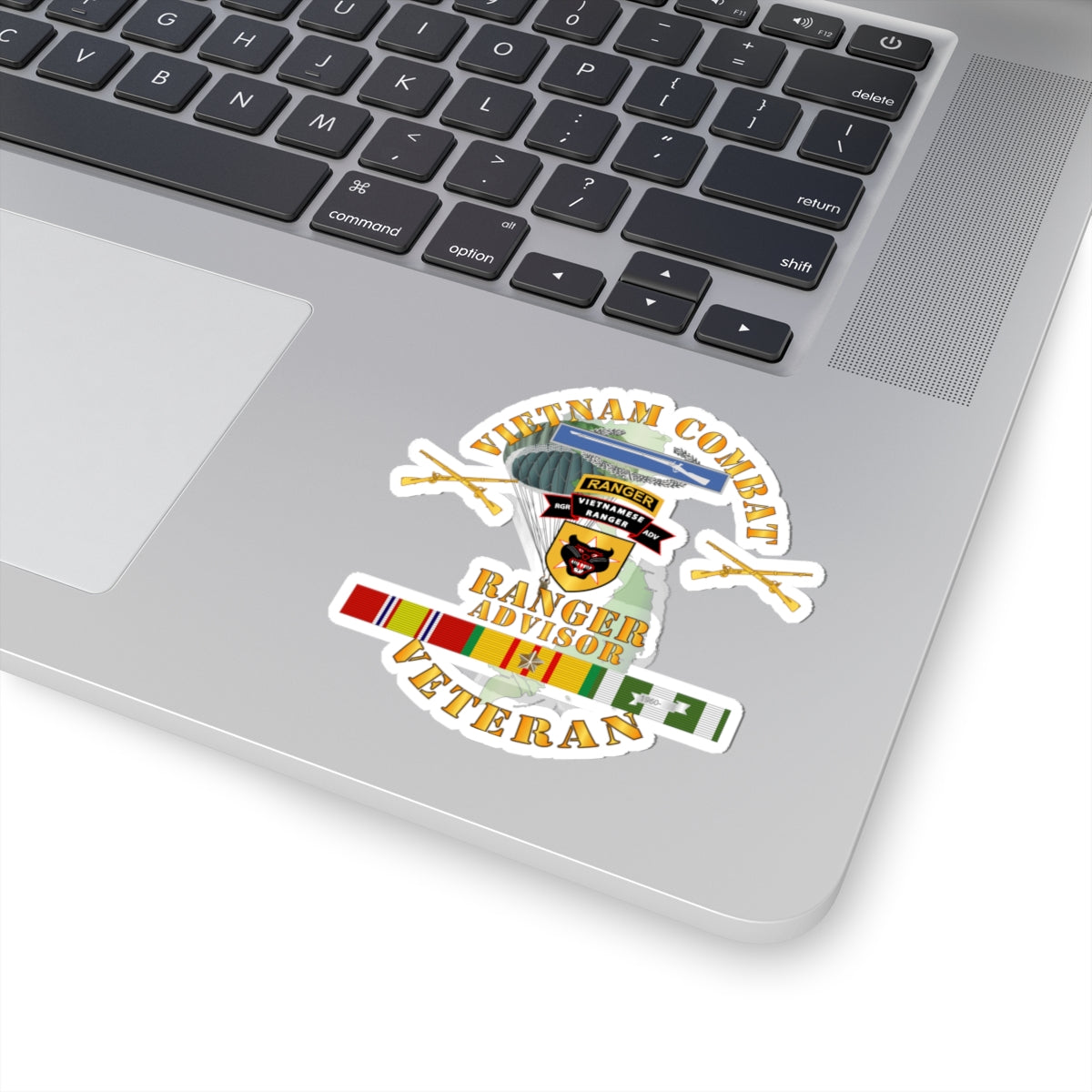 Kiss-Cut Stickers - Vietnam Combat Infantry Vet w Vietnamese Ranger Advisor w Parachute X 300