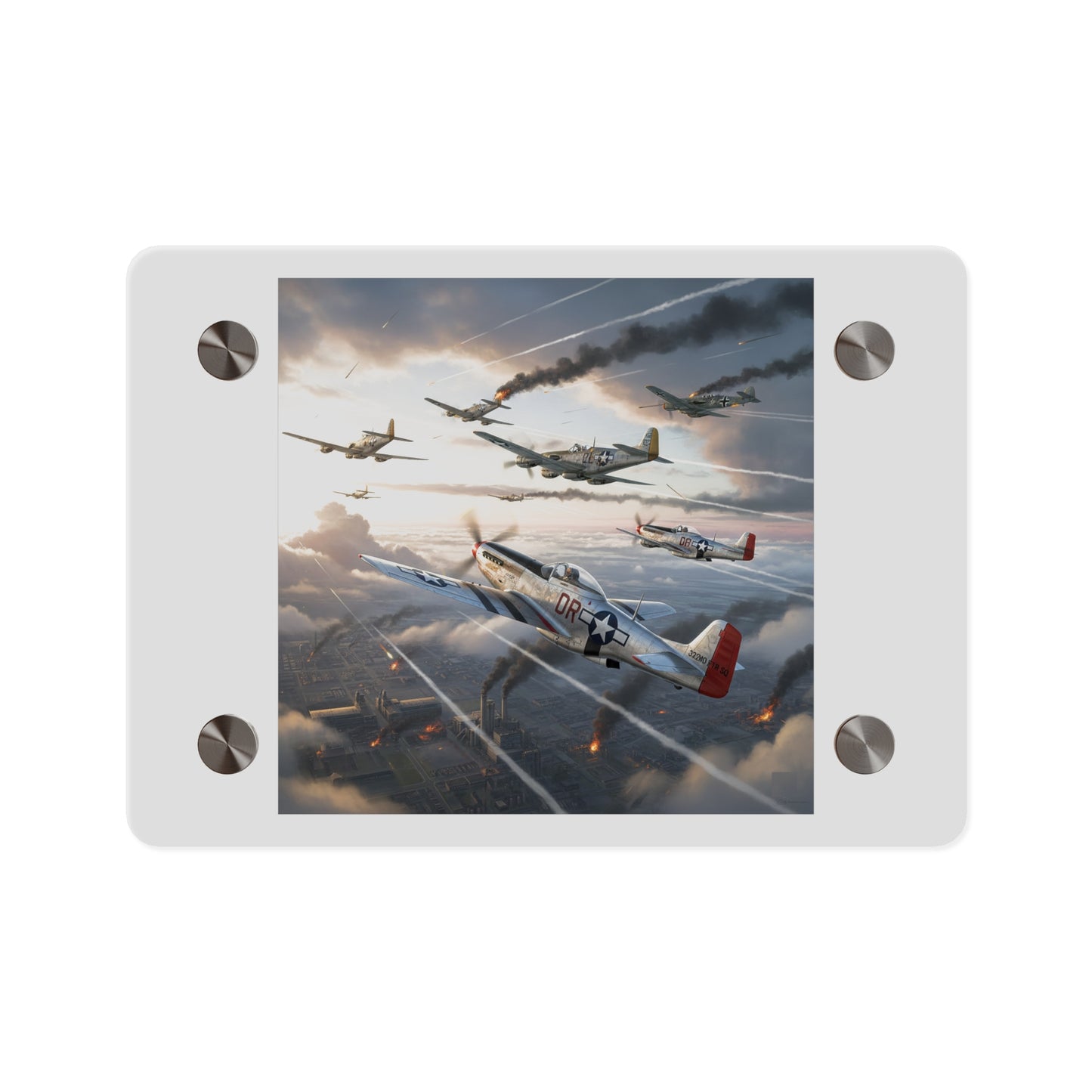 Acrylic Wall Art Panel - Red Tails in Action
