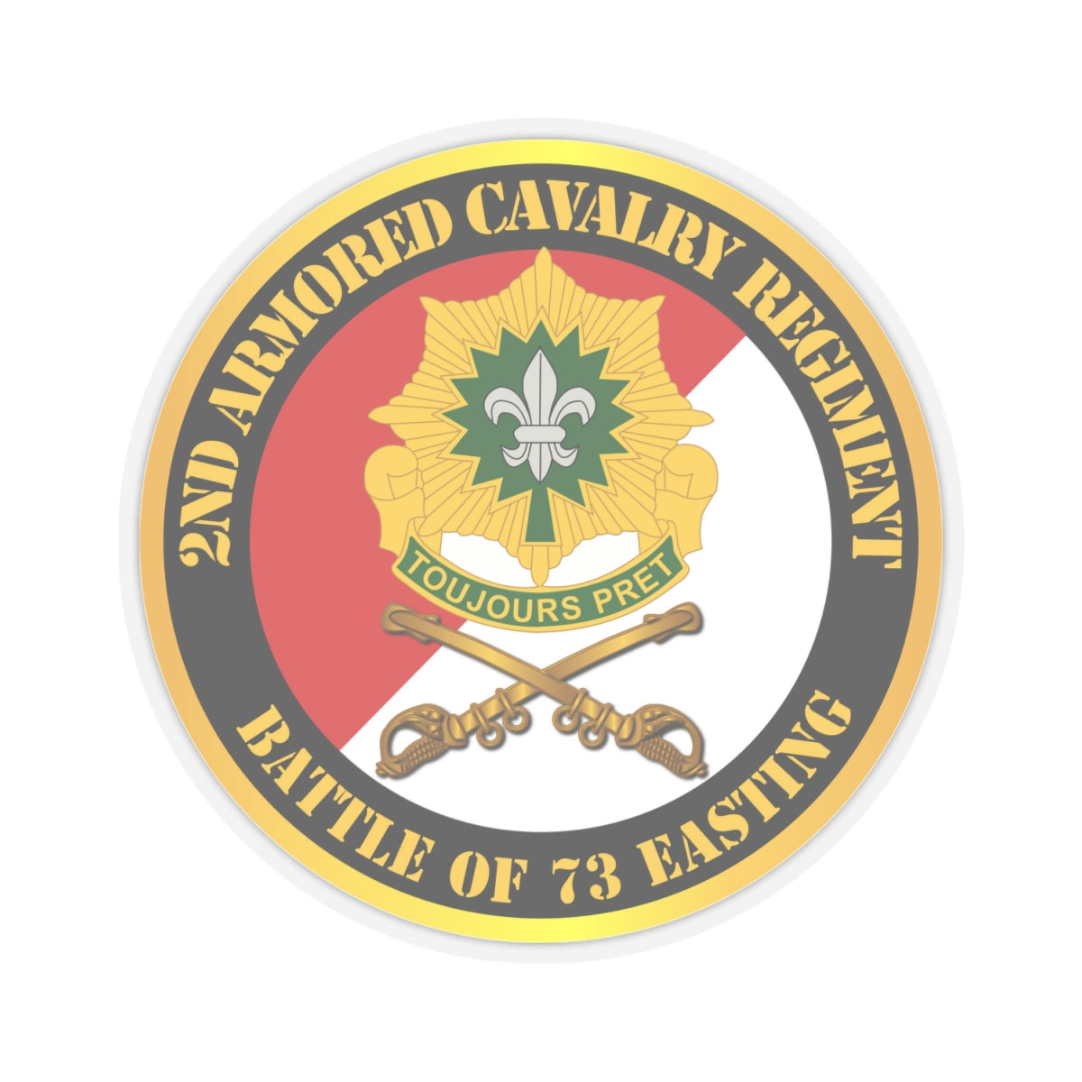 Kiss-Cut Stickers - 2nd Armored Cavalry Regiment DUI - Red White - Battle of 73 Easting