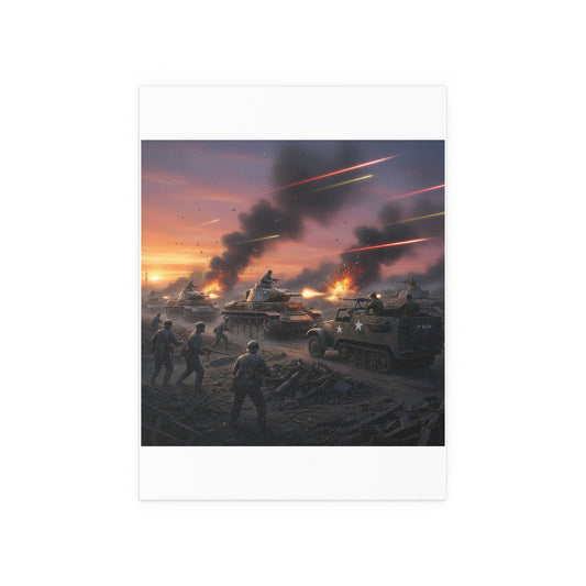 Indoor and Outdoor Silk Posters - M3A1 Half-track 9th Armor Division vs German Armor