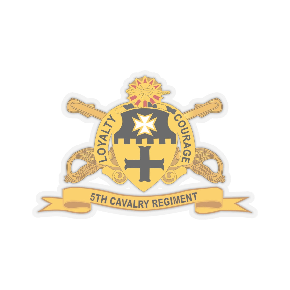 Kiss-Cut Stickers - 5th Cavalry Regiment w Br - Ribbon