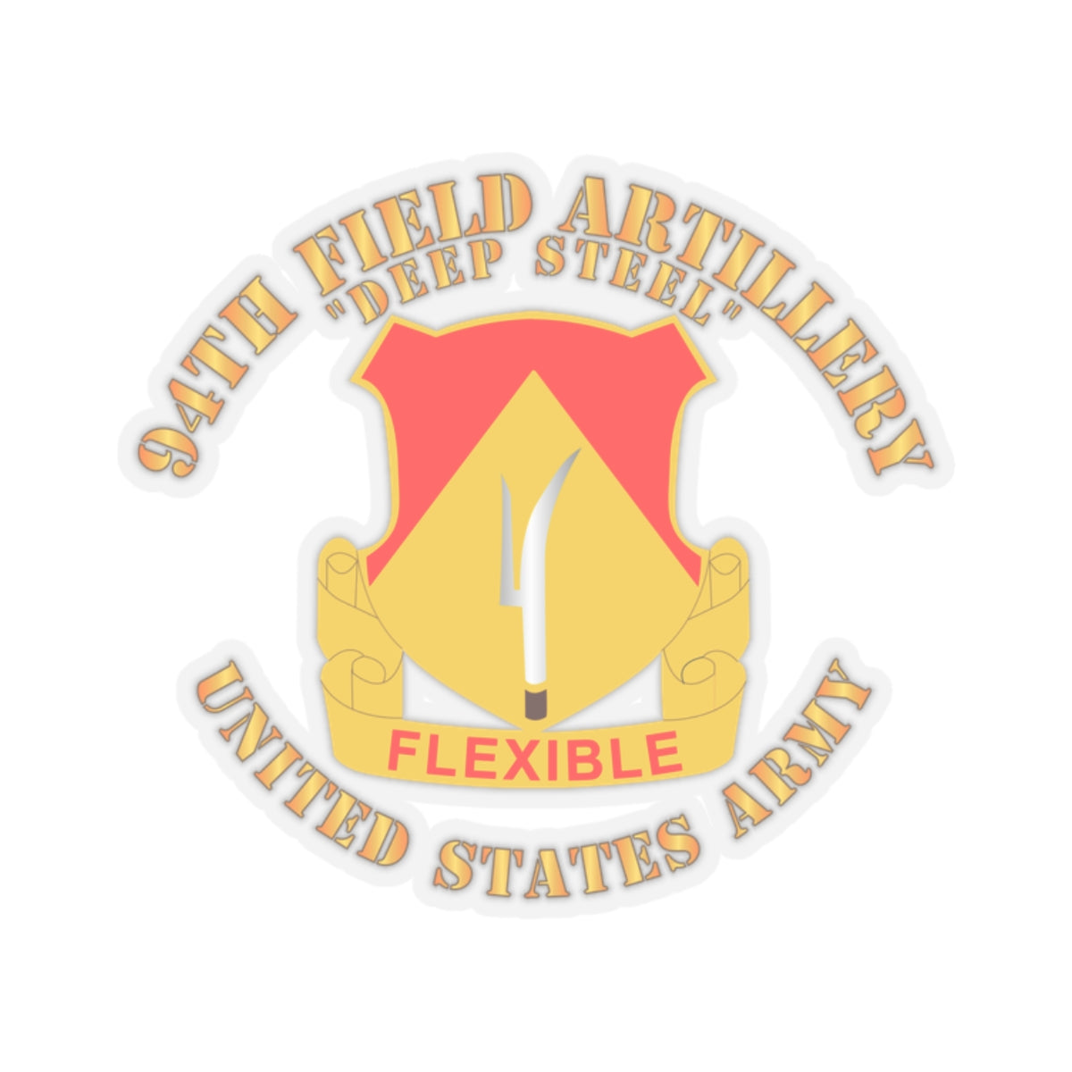 Kiss-Cut Stickers - 94th Field Artillery Regiment - Deep Steel w DUI
