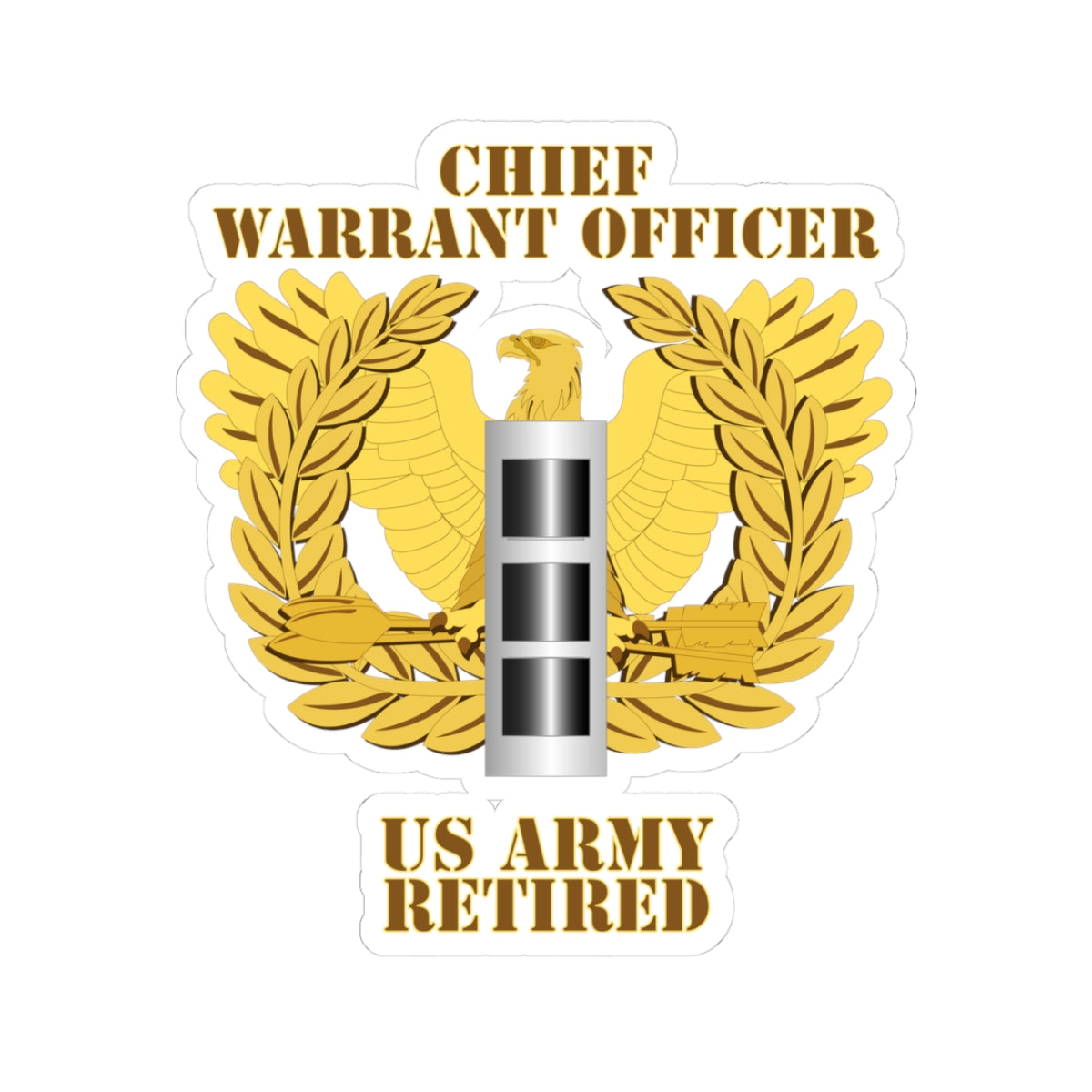 Kiss-Cut Stickers - Emblem - Warrant Officer - CW3 - Retired X 300