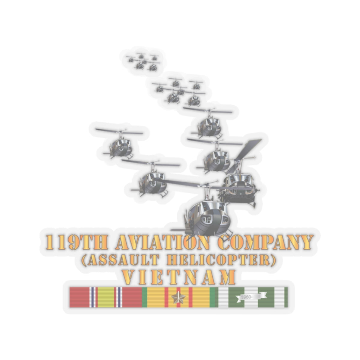 Kiss-Cut Stickers - 119th Aviation Company (Assault Helicopter) w VN SVC X 300
