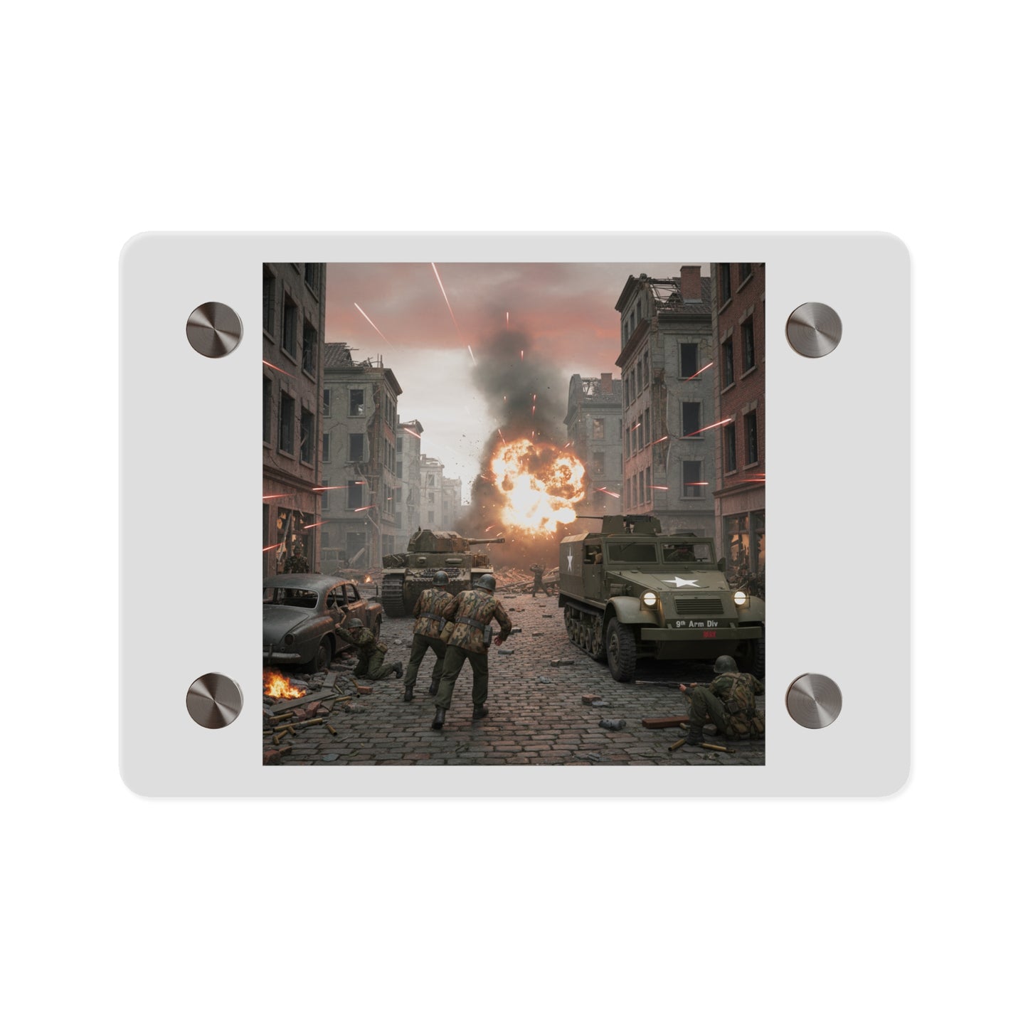 Acrylic Wall Art Panel - M3A1 - 9th Armor Division Attack - WWII