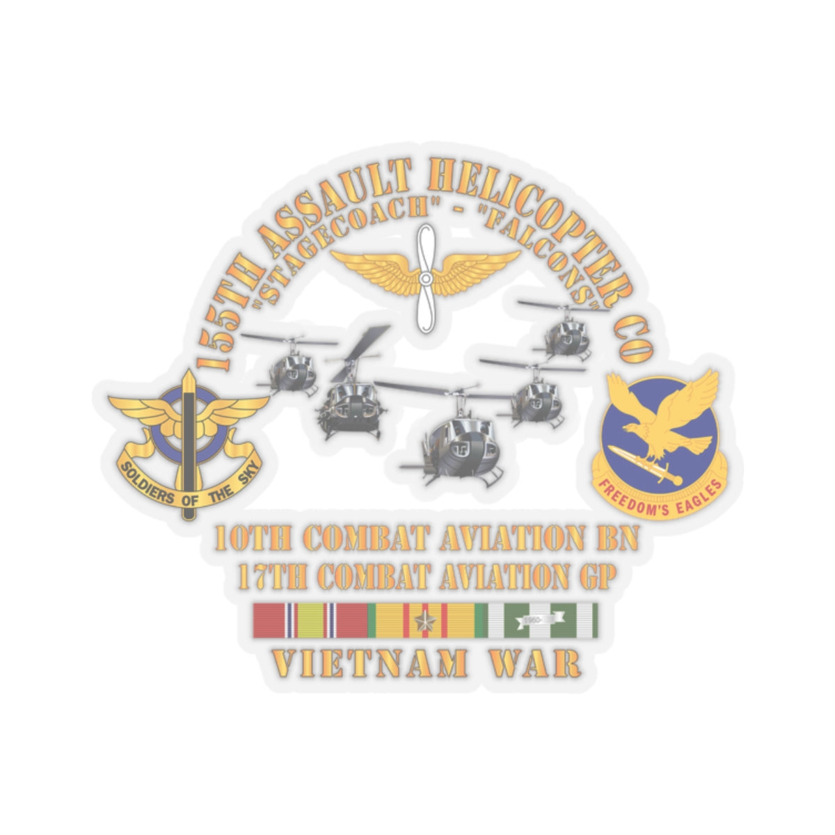 Kiss-Cut Stickers - 155th AHC - Stagecoach - Falcons w VN SVC