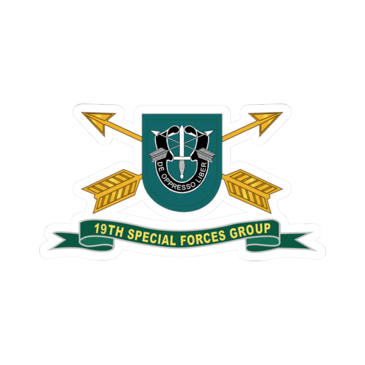 Kiss-Cut Stickers - 19th Special Forces Group - Flash w Br - Ribbon X 300