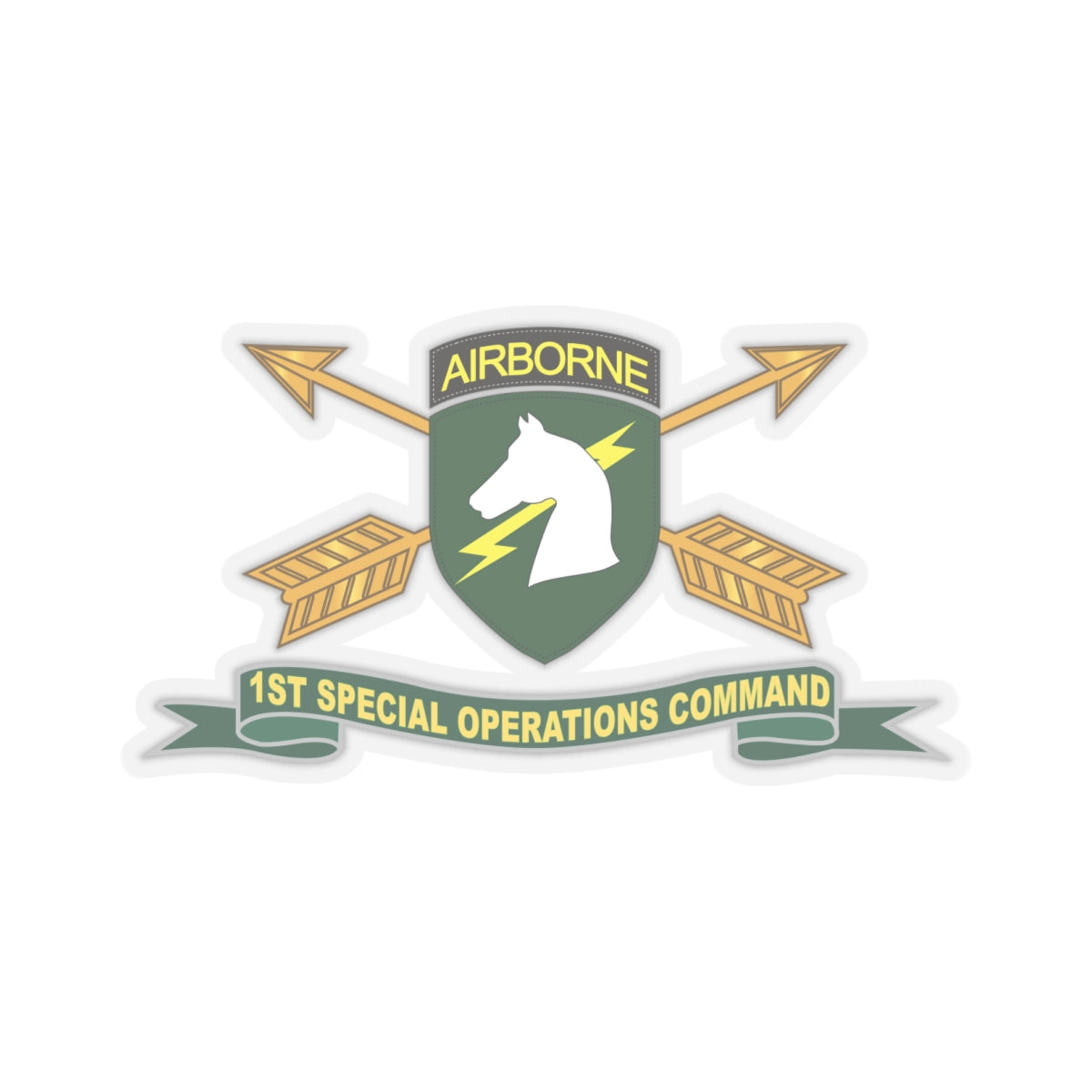 Kiss-Cut Stickers - 1st Special Operations Command (SOCOM) - SSI w Br - Ribbon X 300