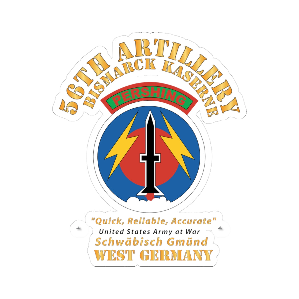 Kiss-Cut Stickers - 56th Artillery Command - Pershing - Bismarck Kaserne