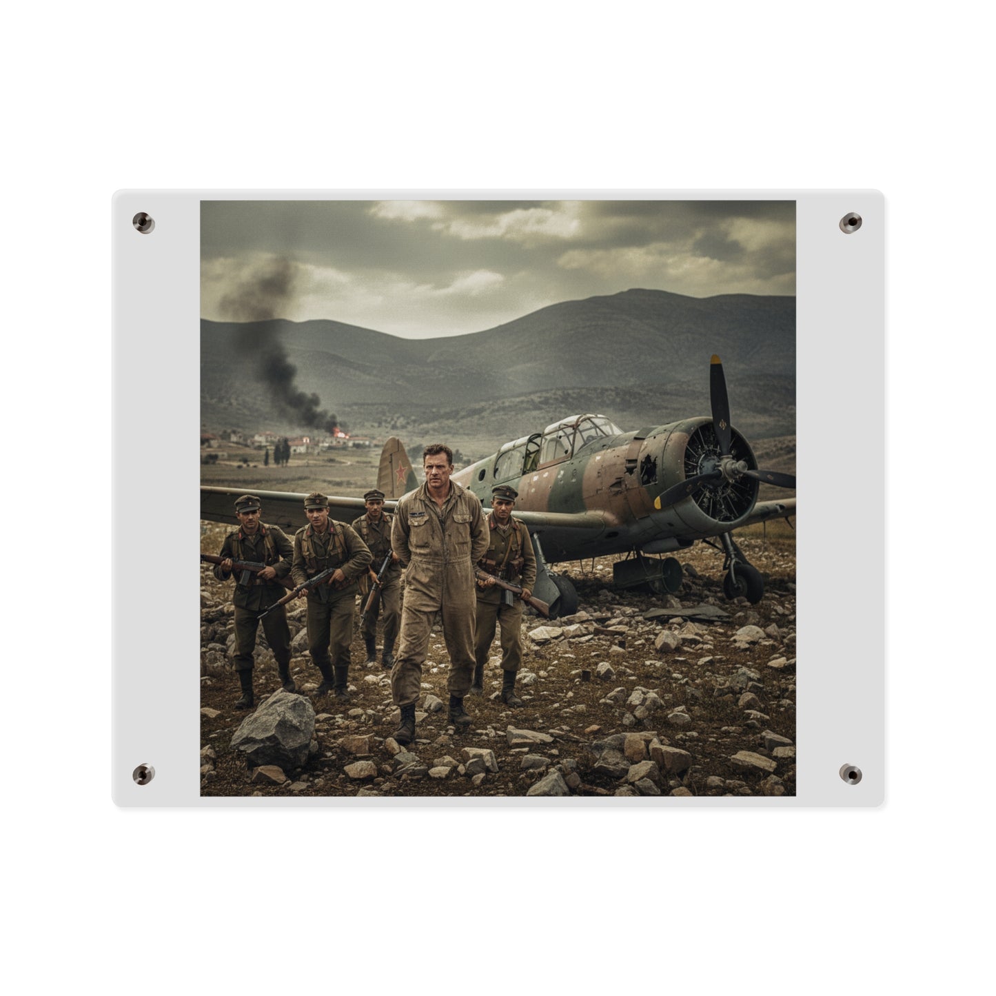 Acrylic Wall Art Panel - U.S. Air Force officer - Captured, KIA, Communist Guerrillas - AT-6 Shotdown - Cold War