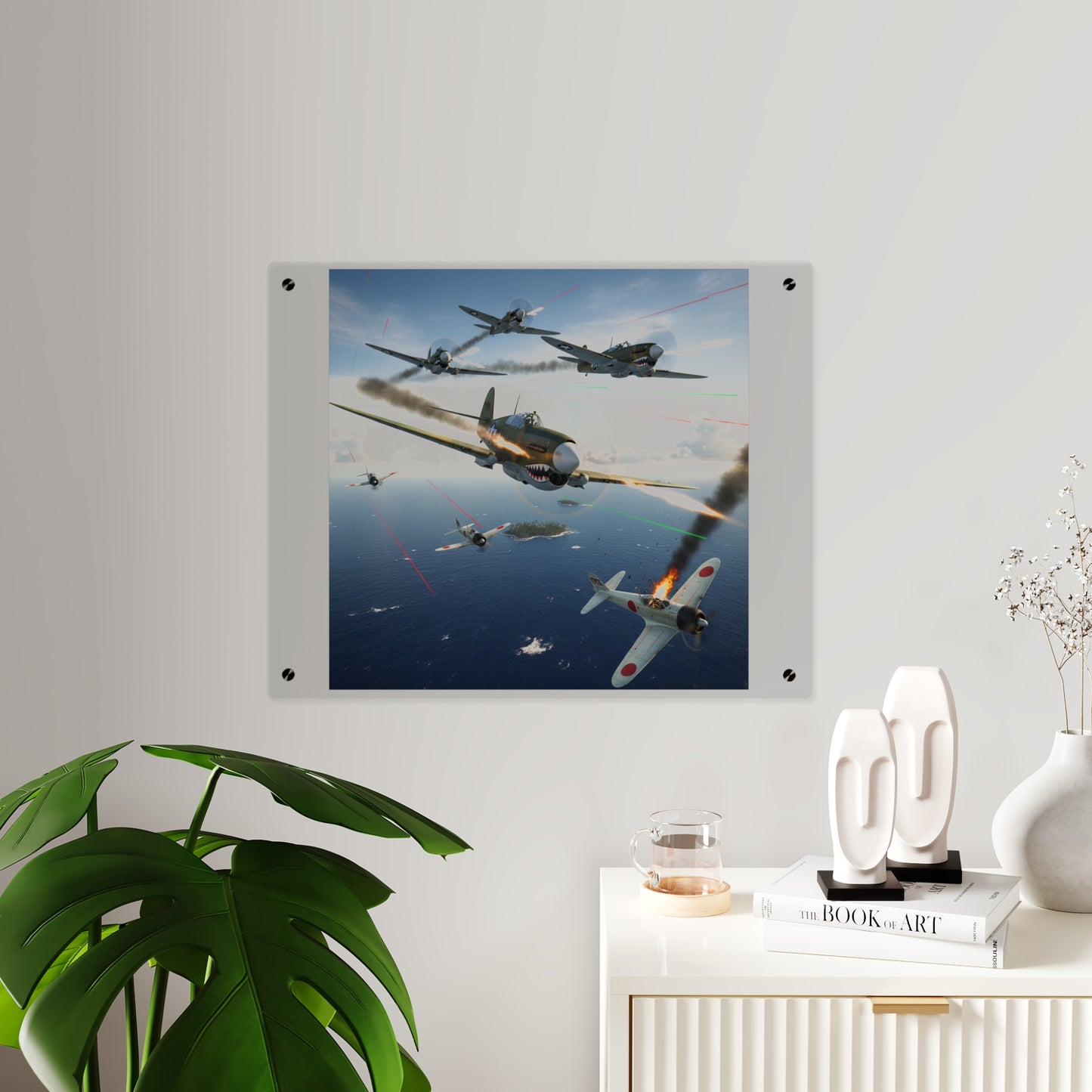 Acrylic Wall Art Panel - Curtis P-40 Kittyhawk w Machine Guns Blazing