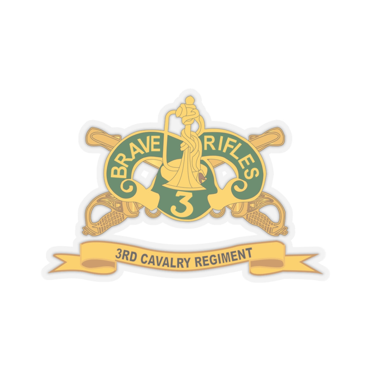 Kiss-Cut Stickers - 3rd Cavalry Regiment w Br - Ribbon