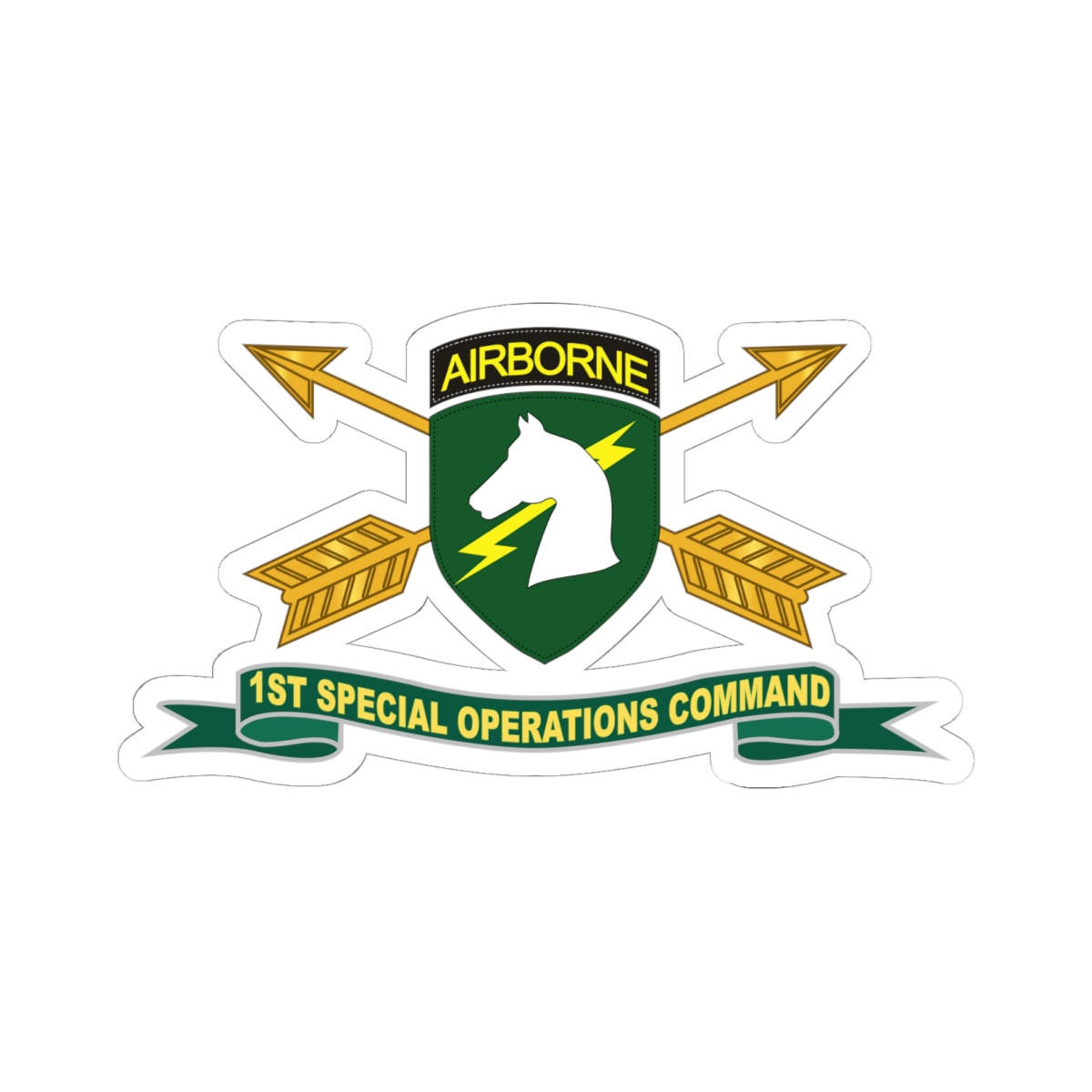 Kiss-Cut Stickers - 1st Special Operations Command (SOCOM) - SSI w Br - Ribbon X 300