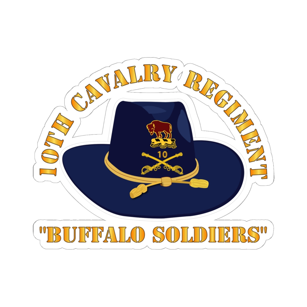 Kiss-Cut Stickers - 10th Cavalry Regiment w Cav - Buffalo Soldiers