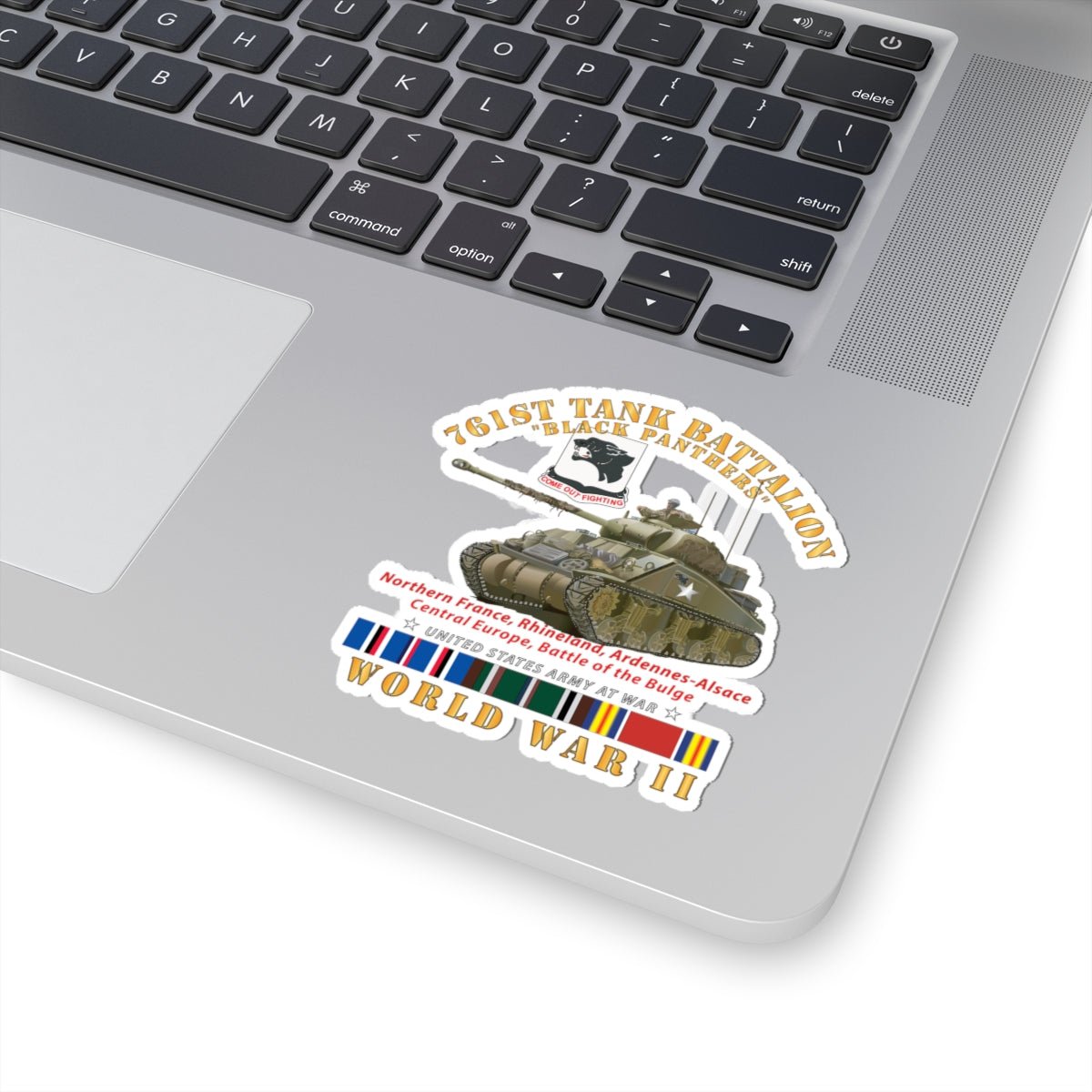 Kiss-Cut Stickers - 761st Tank Battalion - Black Panthers - w Tank WWII EU SVC