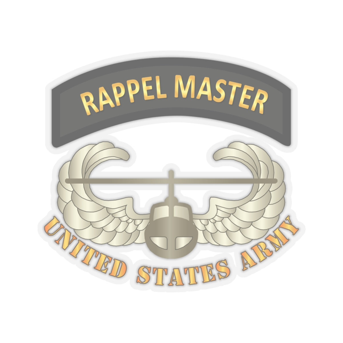 Kiss-Cut Stickers - Rappel Master Tab w Air Assault Badge - US Army