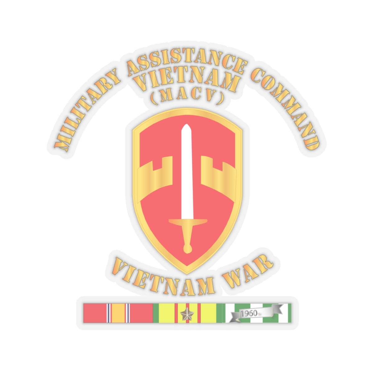 Kiss-Cut Stickers - Military Assistance Cmd Vietnam - MACV - Vietnam War w SVC
