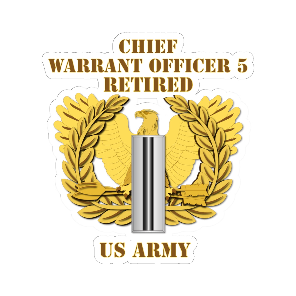 Kiss-Cut Stickers - Emblem - Warrant Officer 5 - CW5 w Eagle - Retired