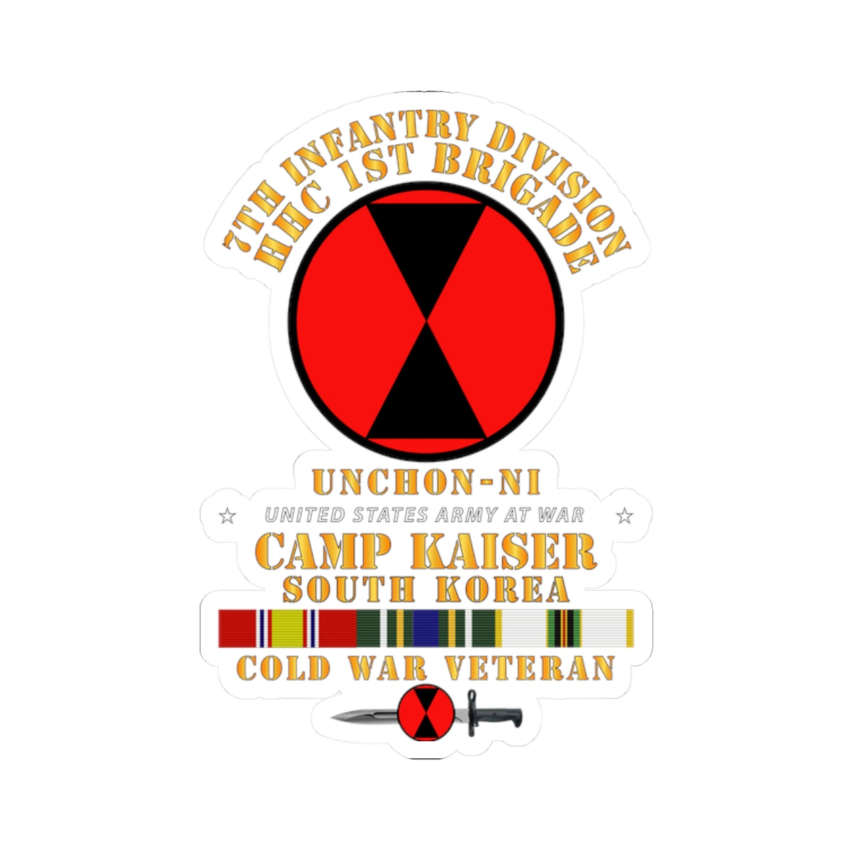 Kiss-Cut Stickers - HHC 1st Brigade - 7th ID - Camp Kaiser Korea - Unchon-Ni