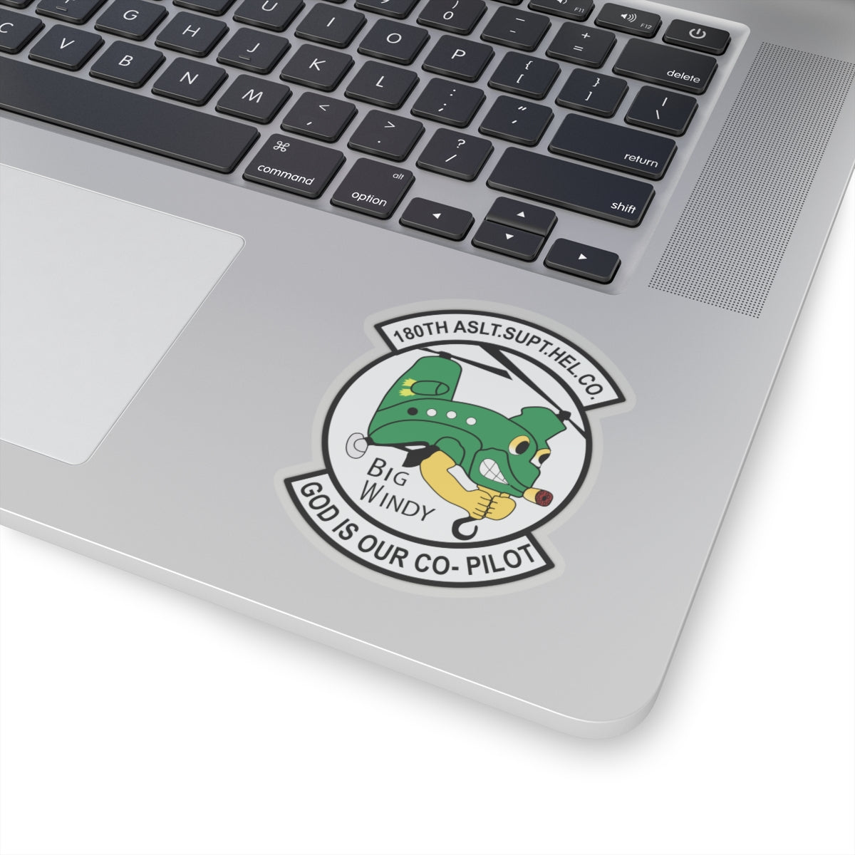 Kiss-Cut Stickers - 180th Assault Support Helicopter Company - Big Windy - God is Co-Pilot