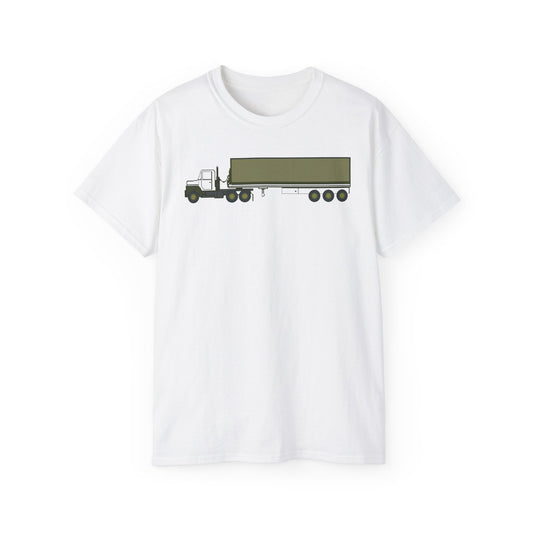 Unisex Ultra Cotton Tee - Vehicle - M915 Tractor with M872 - 40 Ft Container - Side X 300