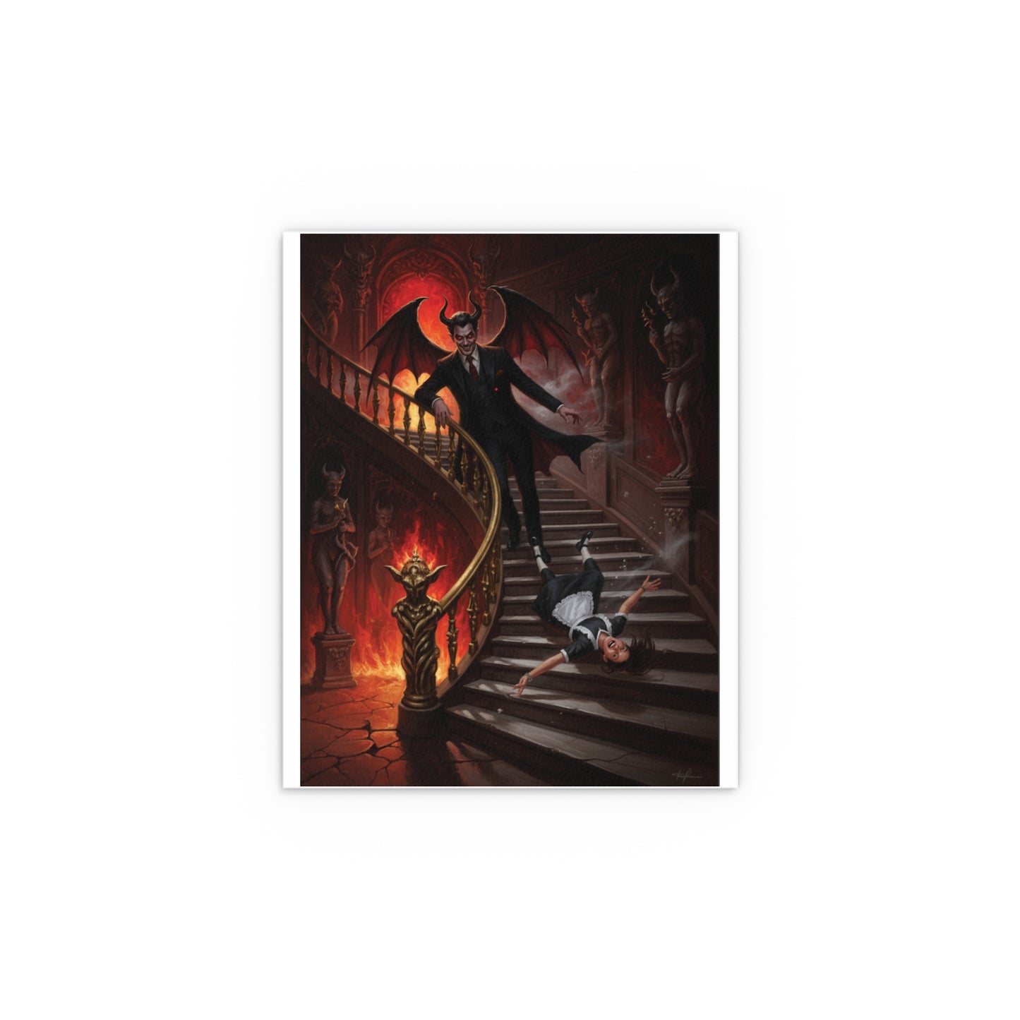 Indoor and Outdoor Silk Posters - devil and maid