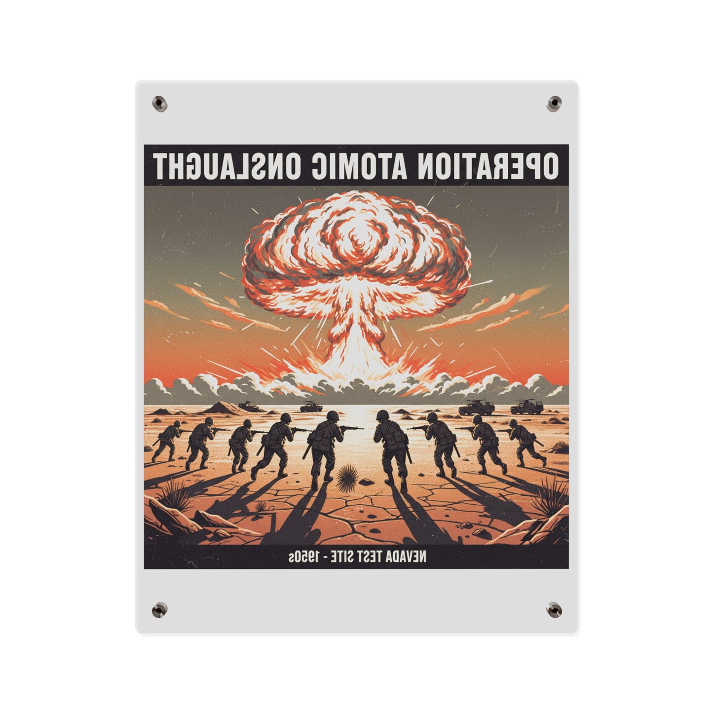 Acrylic Wall Art Panel - Atomic Testing in Nevada Desert Operation Fury - Toward the attack