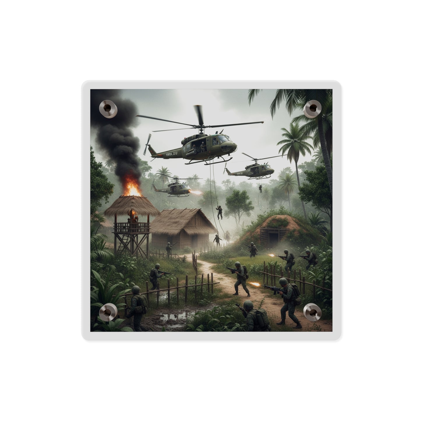 Acrylic Wall Art Panel - Vietnam Village Helicopter Assault