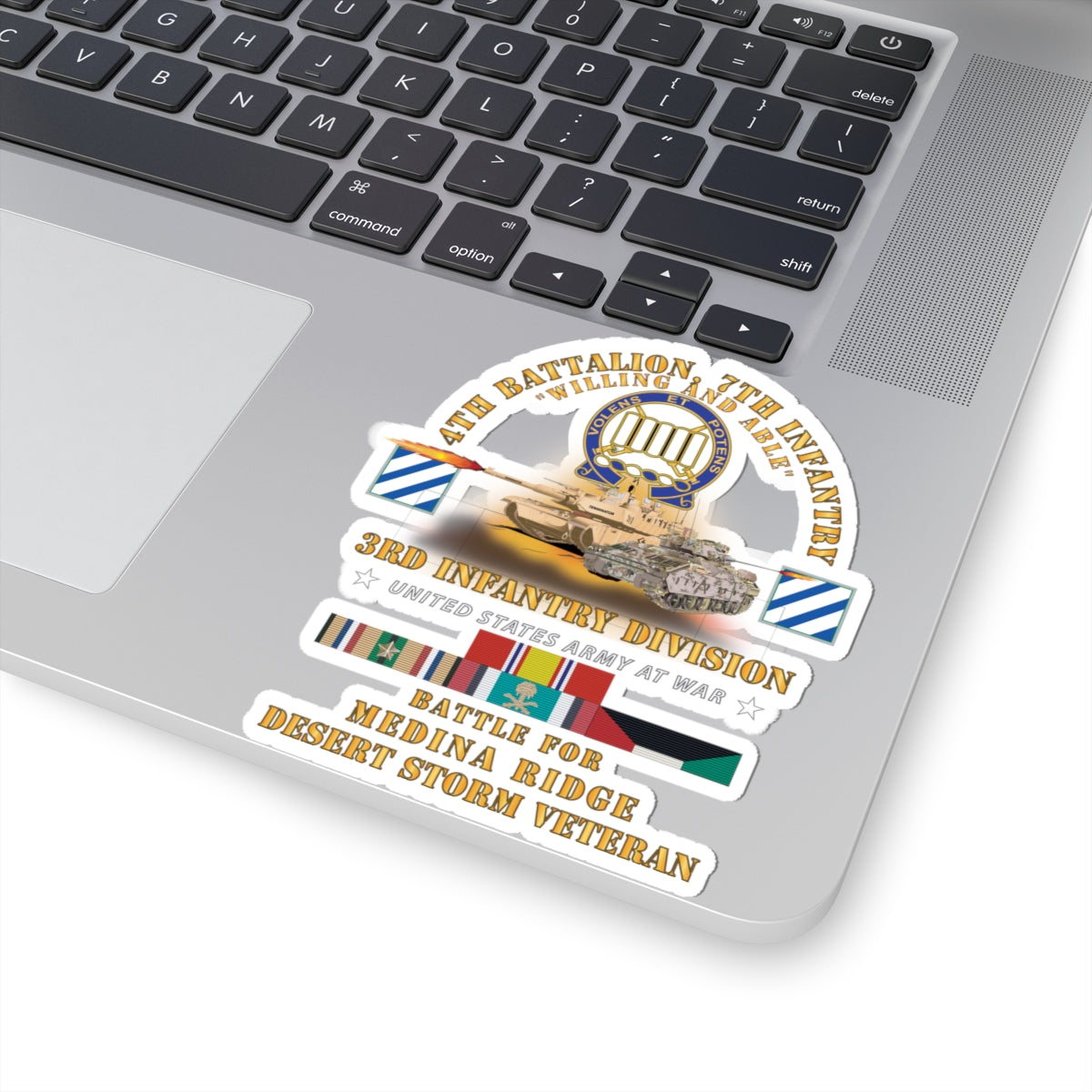 Kiss-Cut Stickers - 4th Battalion, 7th Infantry - 3rd ID - Battle Medina Ridge w M1 - M2 - Desert Storm Veteran X 300