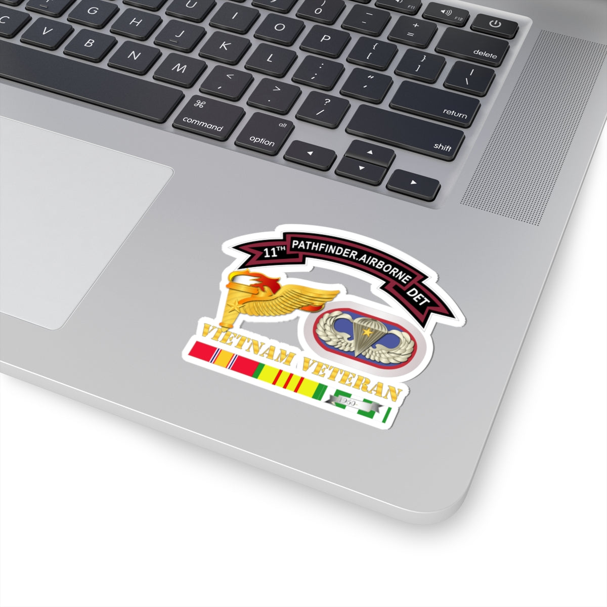 Kiss-Cut Stickers - 11th Pathfinder Det - VN Vet w Abn Badge Cbt Star PathFinder