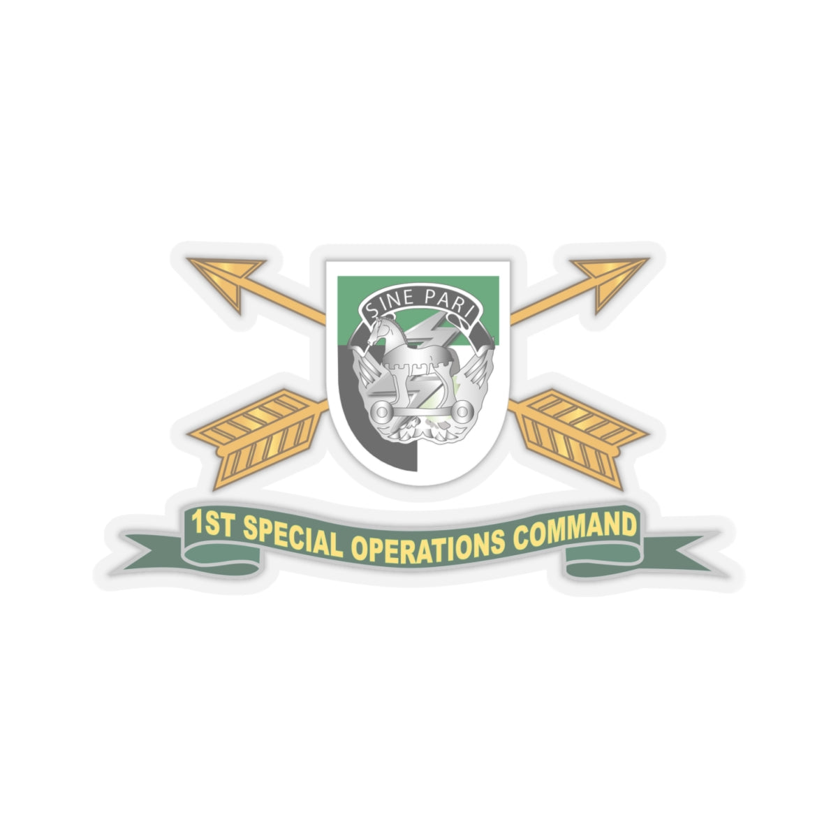 Kiss-Cut Stickers - 1st Special Operations Command (SOCOM) Flash w Br - Ribbon X 300