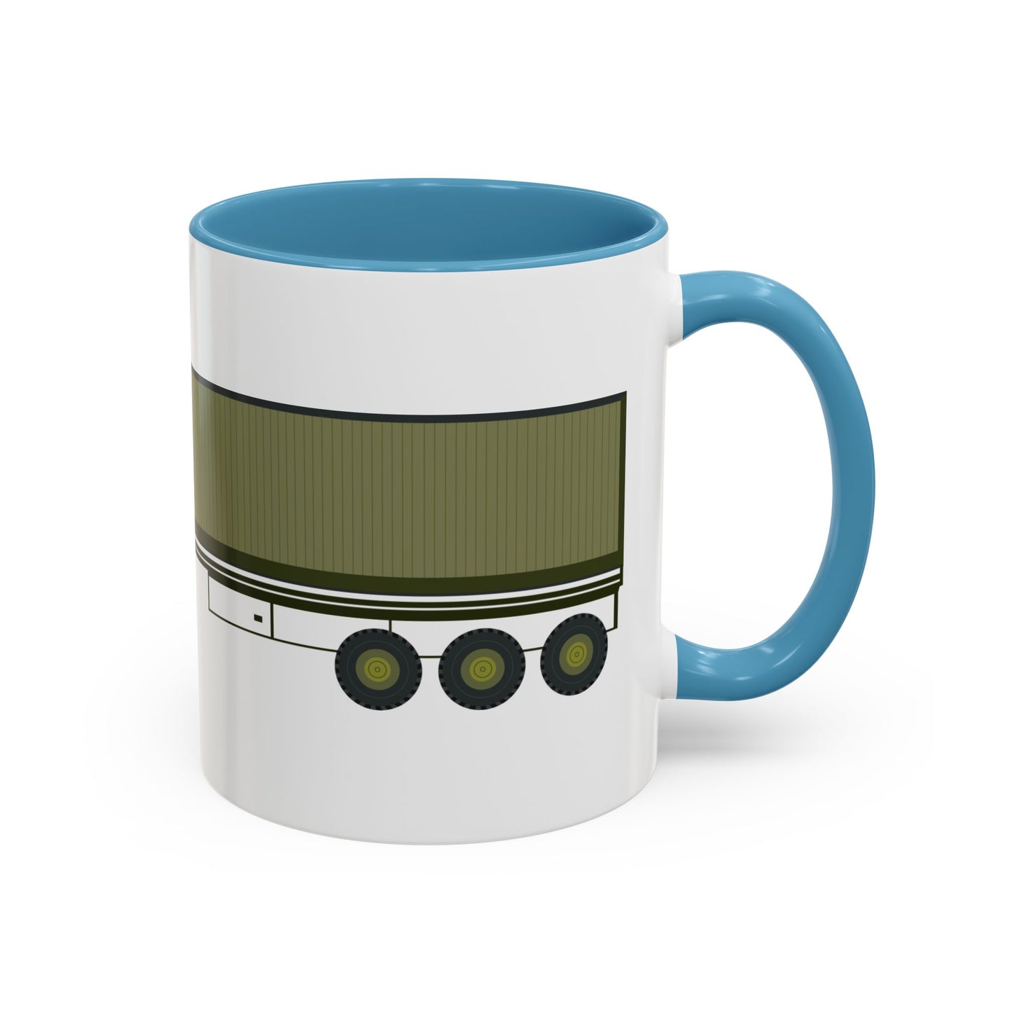 Accent Coffee Mug (11oz & 15oz) - Vehicle - M915 Tractor with M872 - 40 Ft Container - Side X 300