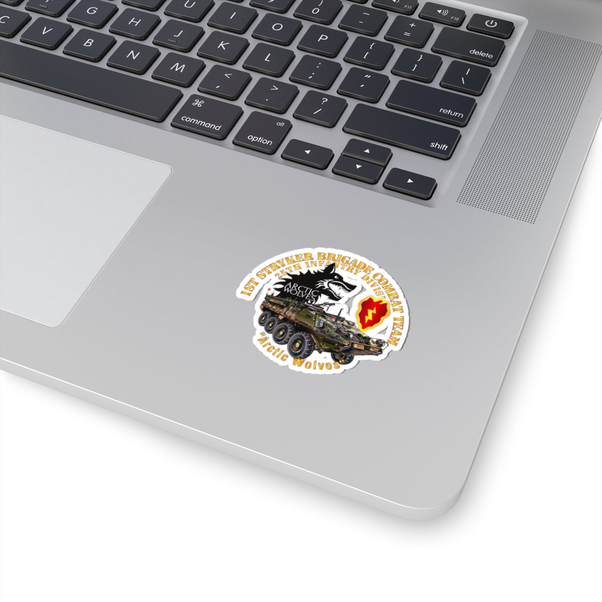 Kiss-Cut Stickers - 1st Stryker Bde - 25th ID - Arctic Wolves w Stryker - SSI