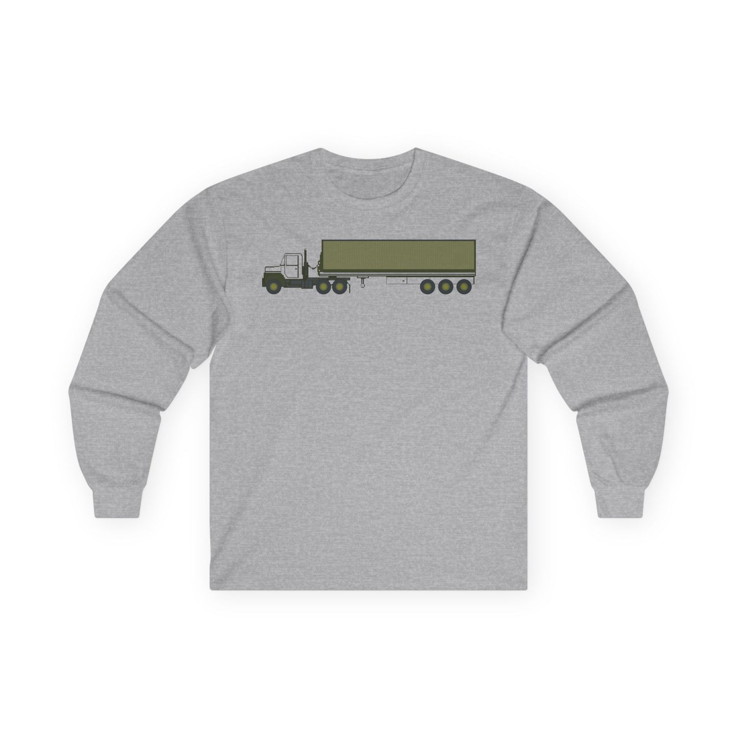 Unisex Ultra Cotton Long Sleeve Tee - Vehicle - M915 Tractor with M872 - 40 Ft Container - Side X 300