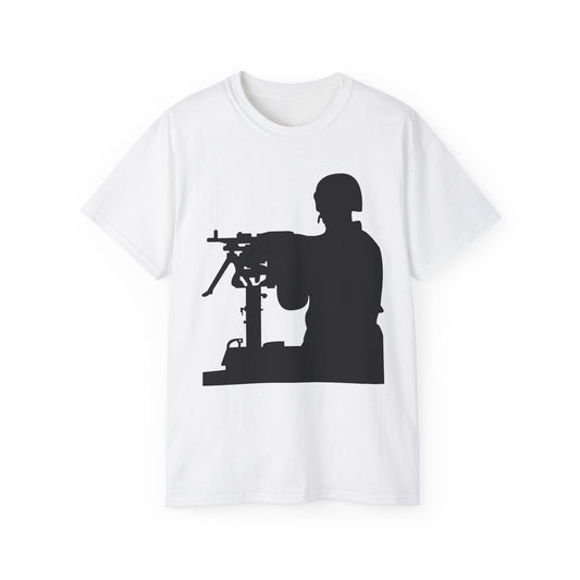 Unisex Ultra Cotton Tee - Army - Soldier - MG Vehicle Mounted - Silhouette X 300