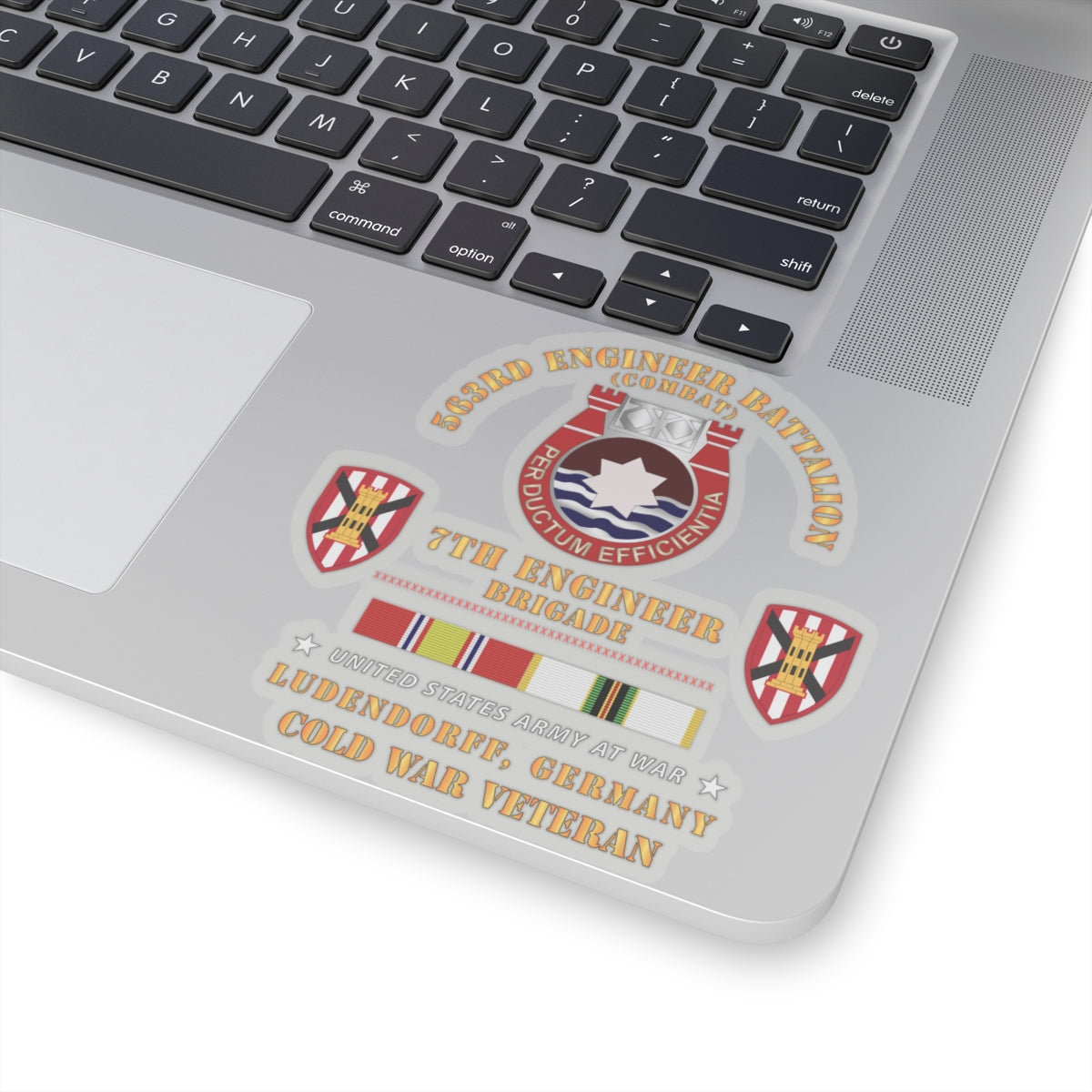 Kiss-Cut Stickers - 563rd Engineer Bn, 7th Eng Bde, Ludendorff, Germany w COLD SVC X 300