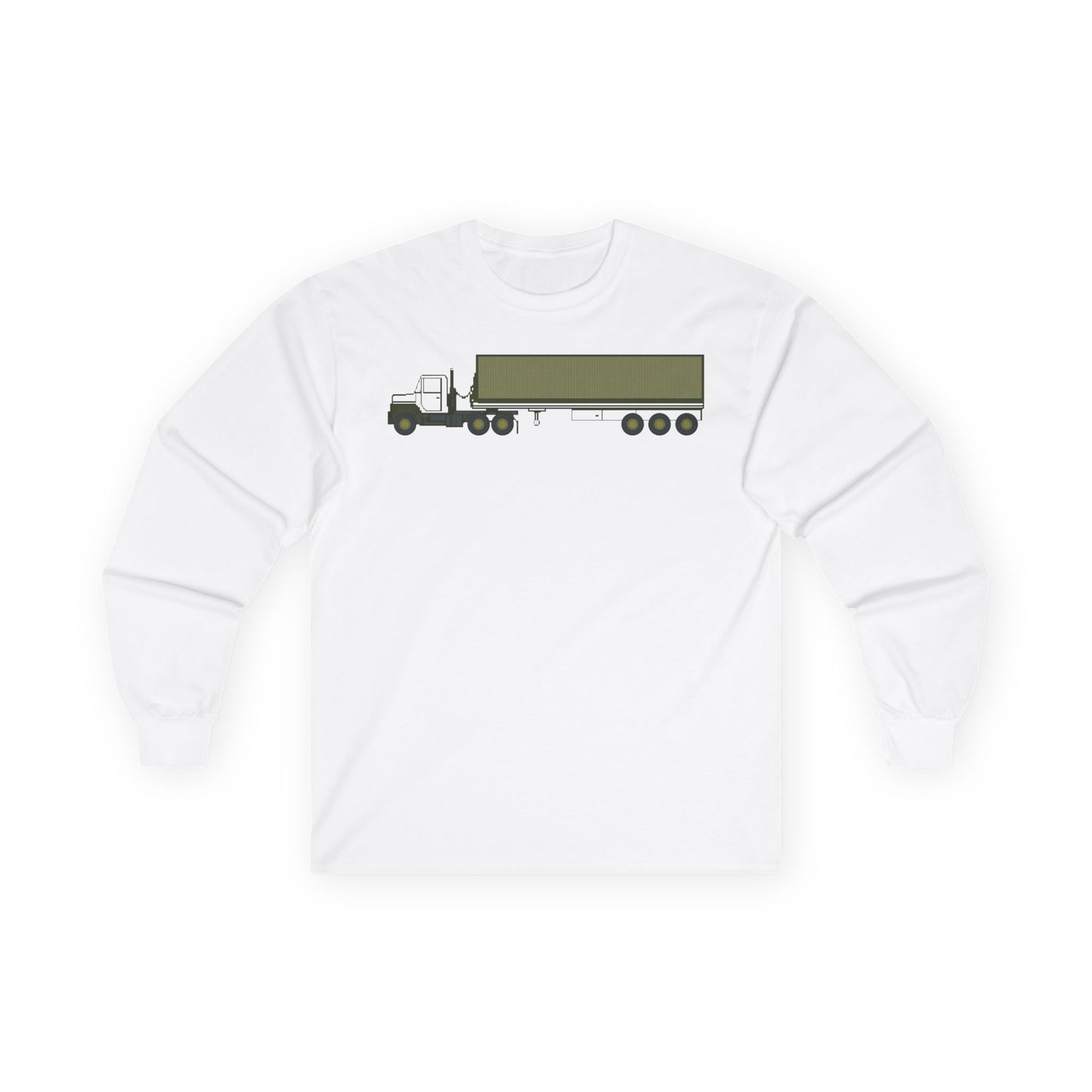 Unisex Ultra Cotton Long Sleeve Tee - Vehicle - M915 Tractor with M872 - 40 Ft Container - Side X 300