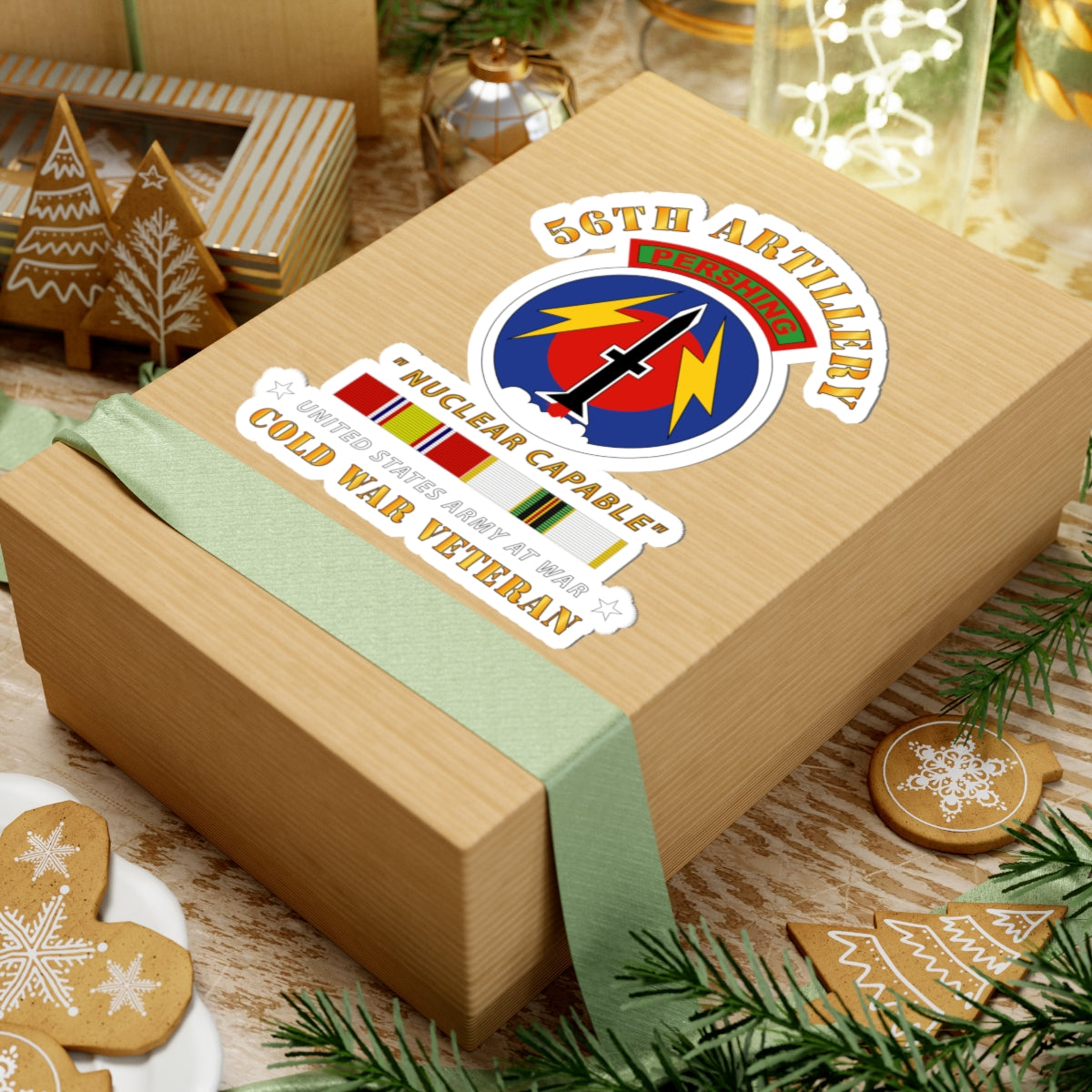 Kiss-Cut Stickers - 56th Artillery - Pershing - Nuclear Capable w COLD Svc Medals