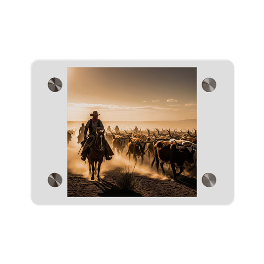 Acrylic Wall Art Panel - Dirty, dusty cattle drive in the Old West
