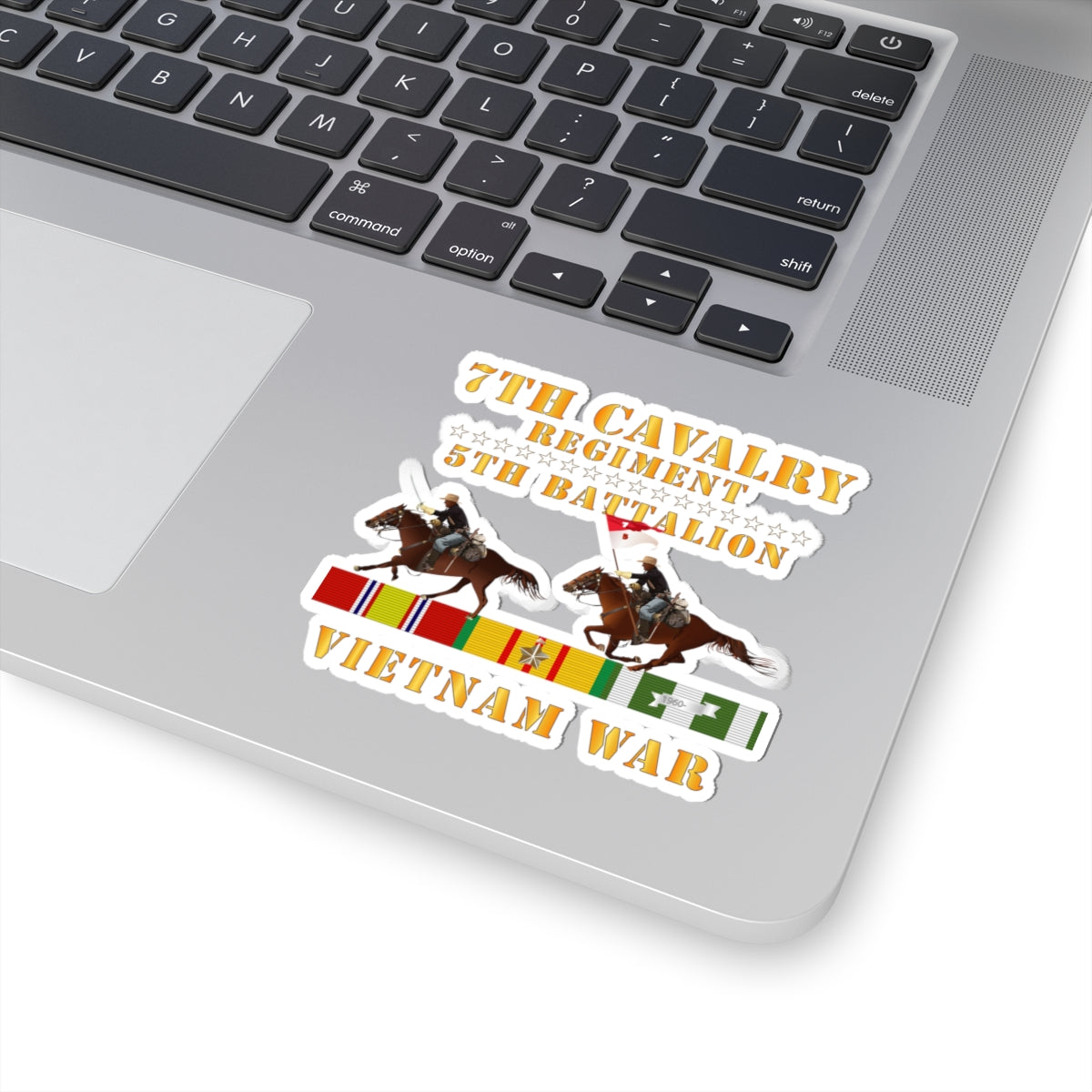Kiss-Cut Stickers - 5th Battalion, 7th Cavalry Regiment - Vietnam War wt 2 Cav Riders and VN SVC X300