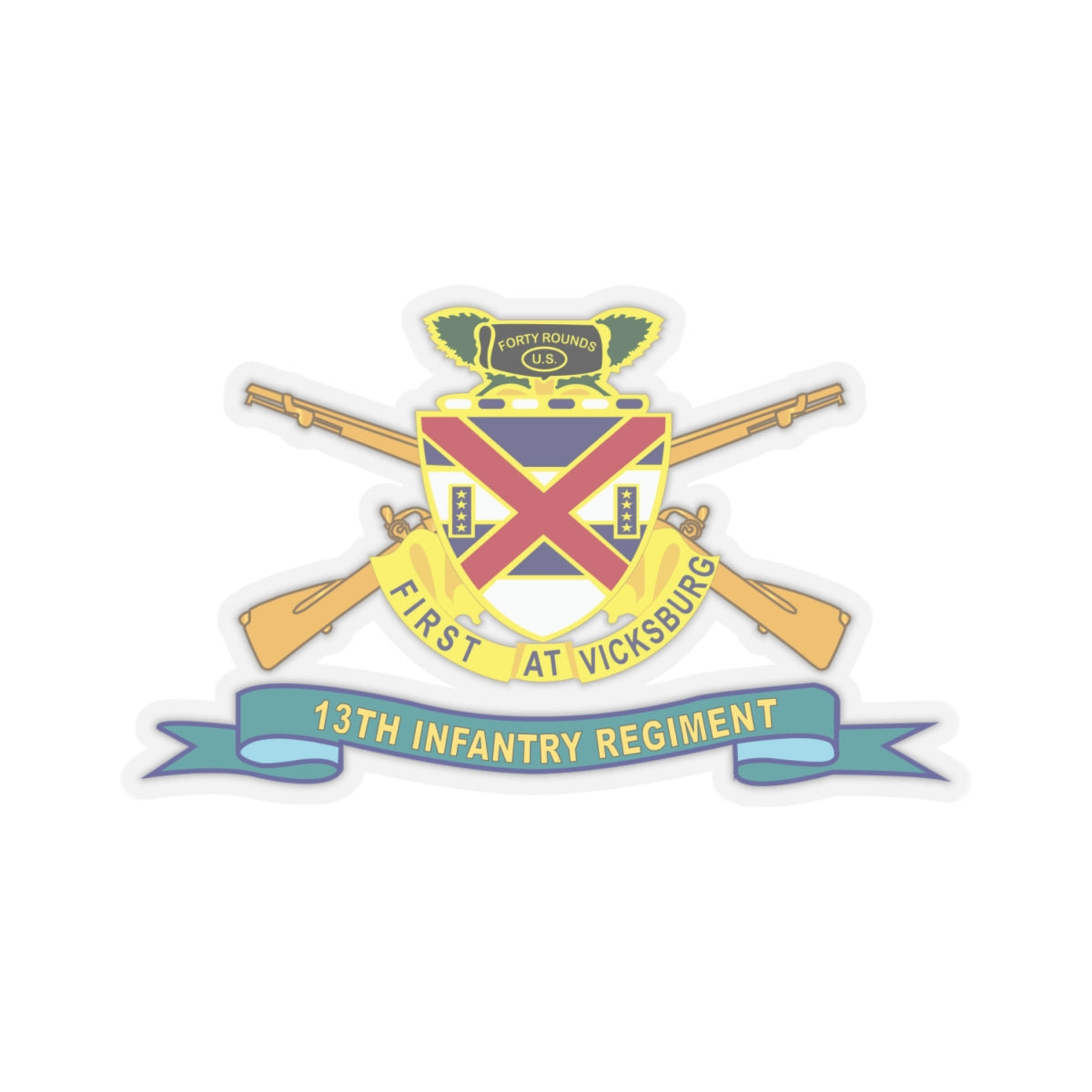 Kiss-Cut Stickers - 13th Infantry Regiment - DUI w Br - Ribbon X 300