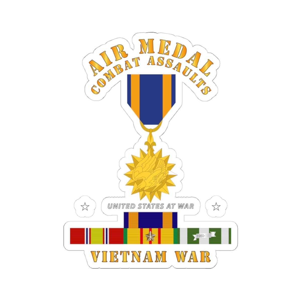 Kiss-Cut Stickers - Air Medal - Combat Assaults w VN SVC w Air Medal Ribbon