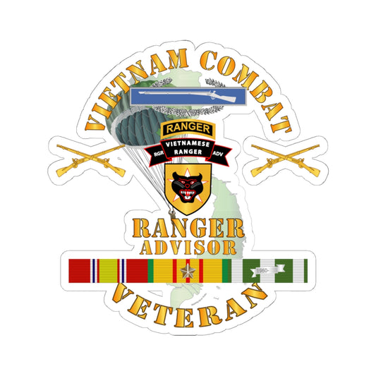 Kiss-Cut Stickers - Vietnam Combat Infantry Vet w Vietnamese Ranger Advisor w Parachute X 300