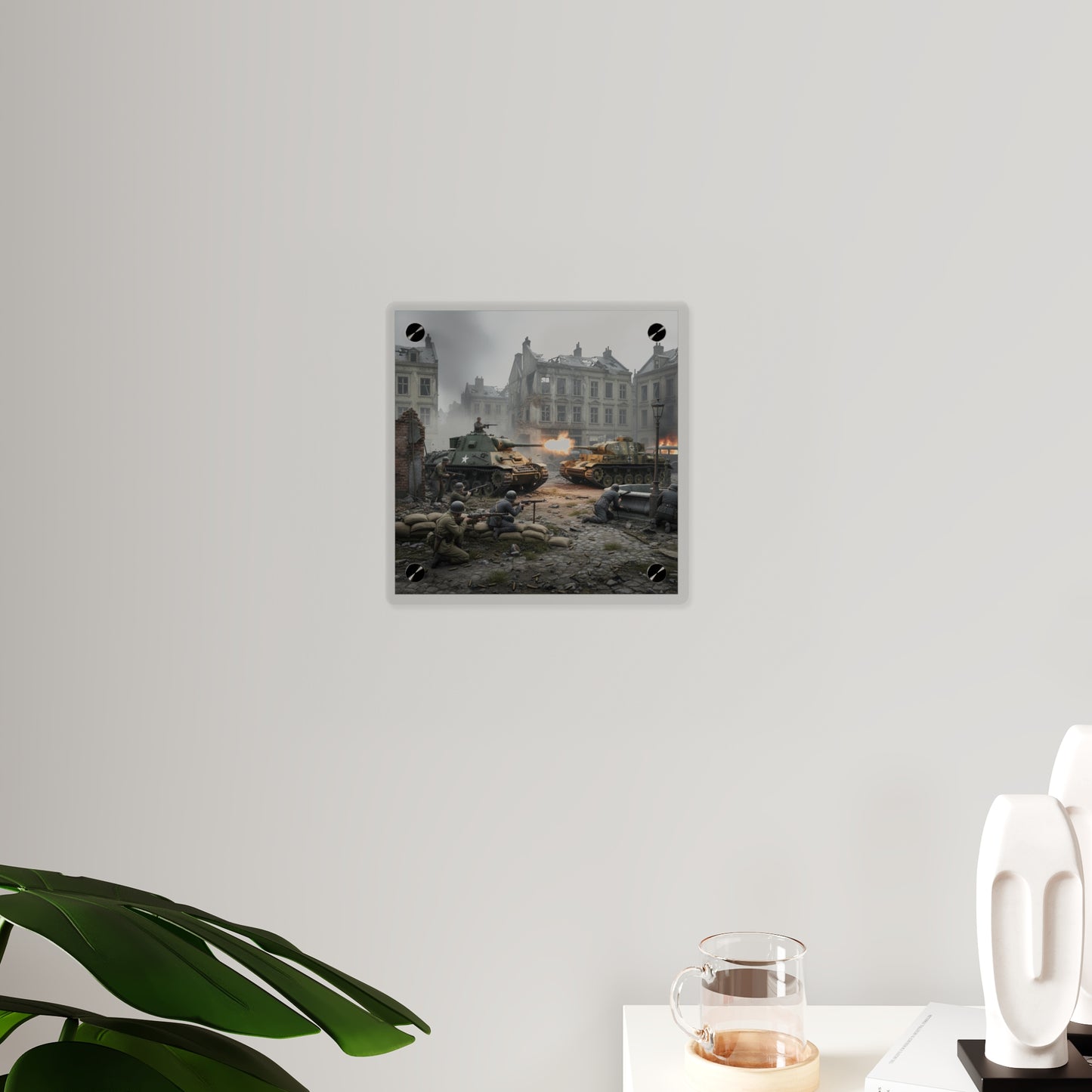 Acrylic Wall Art Panel - US Tank Destroyer - M10 Wolverine Battles a German Panzer Tank