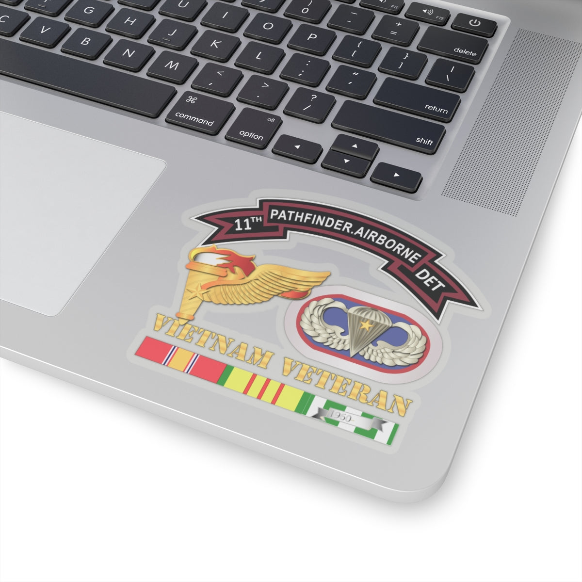 Kiss-Cut Stickers - 11th Pathfinder Det - VN Vet w Abn Badge Cbt Star PathFinder